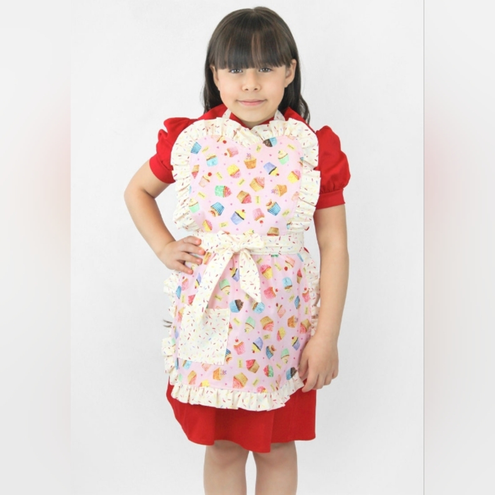 Little Girls Cupcake Sprinkles Apron One Size Fits Ages 2-10